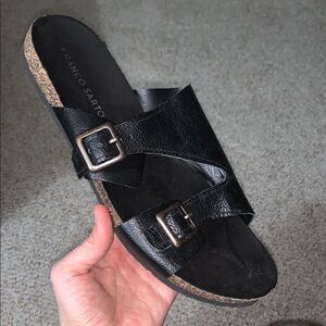 Franco Sarto Black Sandals with Wide Straps and Adjustable Buckles